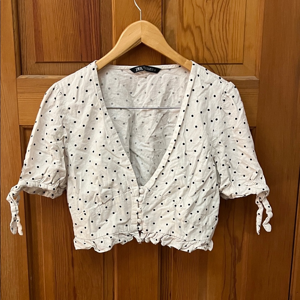 Zara Cream Polka Dot Blouse